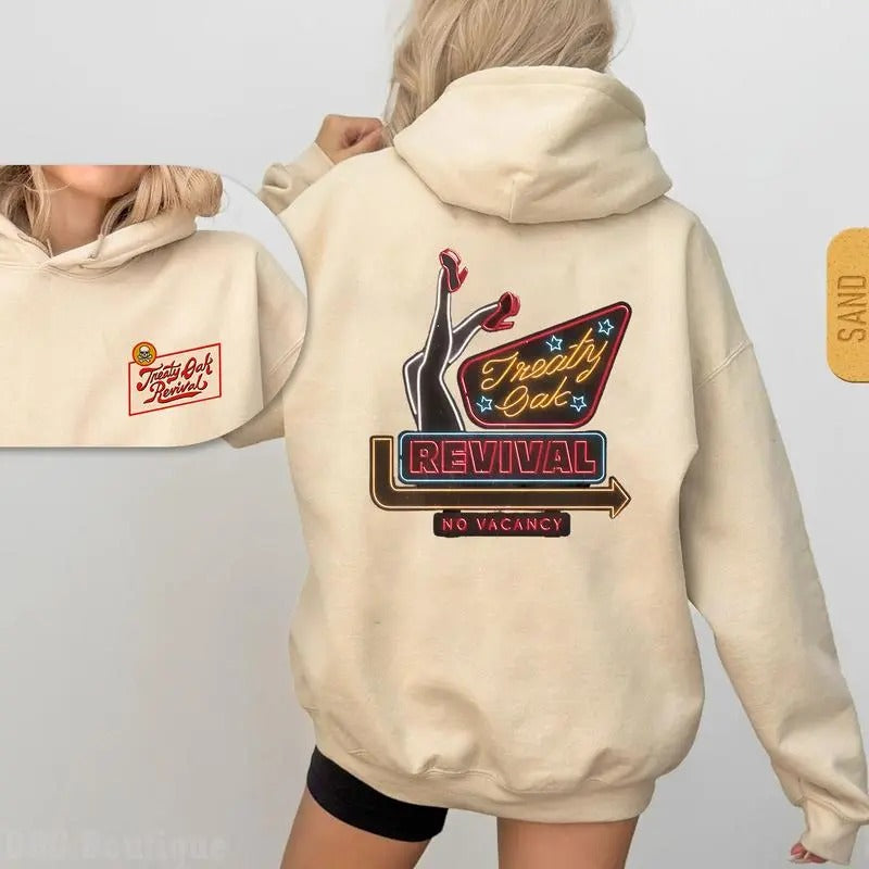 Treaty Oak Revival Hoodie, No Vancy for Outfitters and Casual Wear Music Lovers and Fans Hooded Pullover Cotton , For...