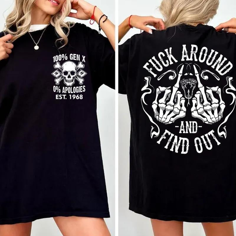Trending 100% Gen X No Apologize Shirt - Black, Navy, Casual Short Sleeve, Crew Neck, 100% Cotton, Unisex Comfort, Split...