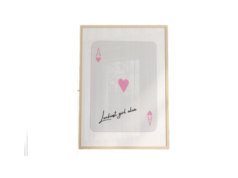 Trendy Ace Of Hearts Print, Lucky Girl Quote, Retro Wall Art, Retro Trendy Aesthetic Print, Playing Card Poster, Poster...