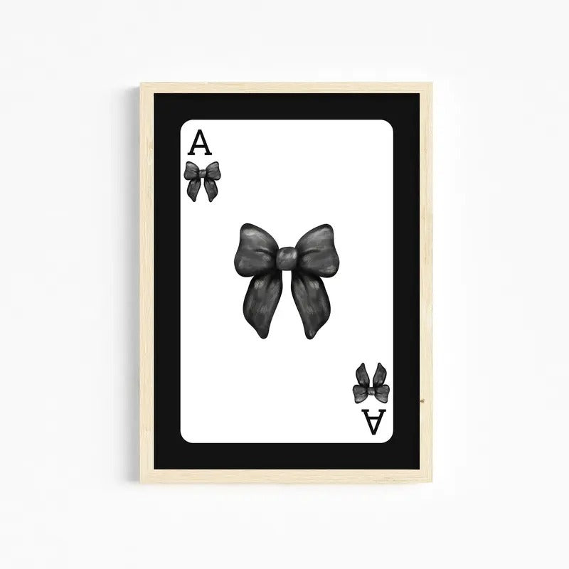 Trendy Black Bow Wall Art, College Apartment Decor, Watercolor Bow Print, Coquette Room Decor, Girly Wall Art, Ace Card...