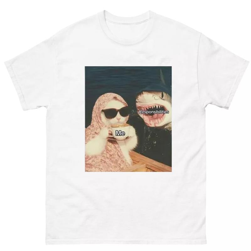 Trendy Cat Meme T-Shirt Featuring Funny and Relatable Retro Cat Design Hoodie, Sweatshirt | GrindPrints.com