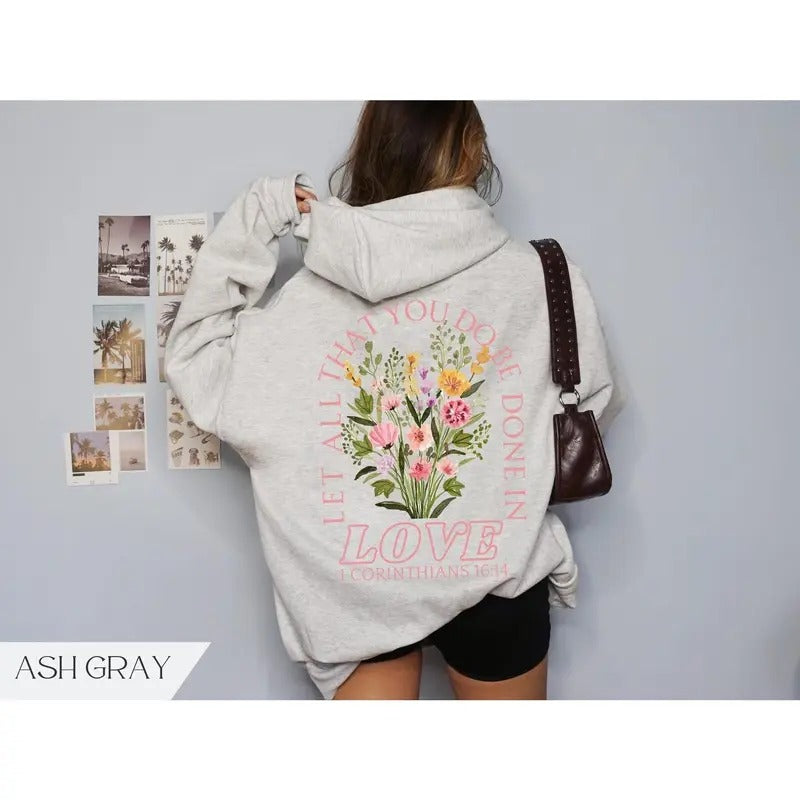 Trendy Christian Sweatshirt Merch, Words on Back Bible Verse Hoodie, Jesus Loves You, Aesthetic Women's Faith Apparel,...