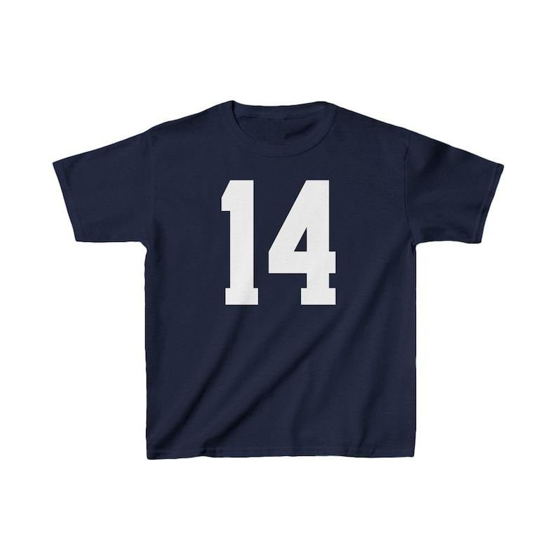 Trendy Navy Blue Baby Tee with Number 14, Perfect for Women Collar Fit Hoodie, Sweatshirt | GrindPrints.com