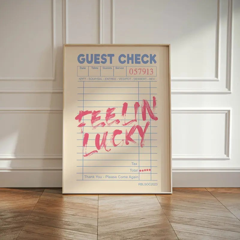 Trendy Retro Wall Art Print, Guest Check Poster, Bar Decor, Kitchen Cream Print Gift, Aesthetic Kitchen Decor, Modern...