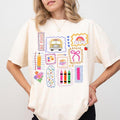 Teacher Shirt Colorful Doodle Back School Shirt Preppy Coquette School Girly Pink Bow Teacher T-Shirts, Hoodie, Sweatshirt