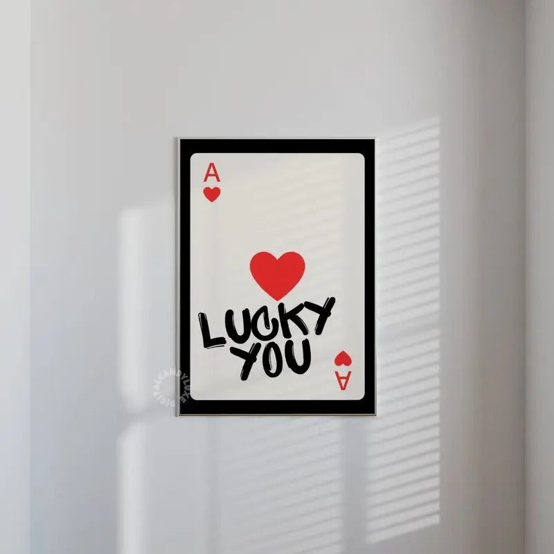 Trendy Wall Art Prints, Lucky You Playing Card, Retro Wall Art, Retro Prints, Neutral Prints, Gallery Wall Art, Poster...