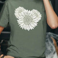 Triple Sunflower Basic Boho Casual T-shirt Comfortable Soft Short Sleeves Hoodie, Sweatshirt | GrindPrints.com