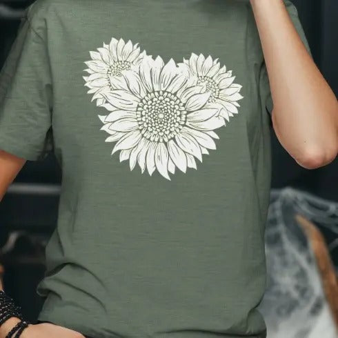 Triple Sunflower Basic Boho Casual T-shirt Comfortable Soft Short Sleeves Hoodie, Sweatshirt | GrindPrints.com