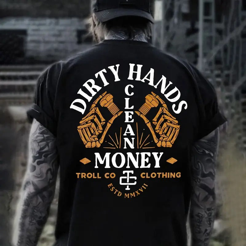 Troll Co Garage Dirty Hands Make Clean Money T-shirt Sweatshirt Hoodie, Trending Mechanic Unisex Shirt, Back Side Printed...