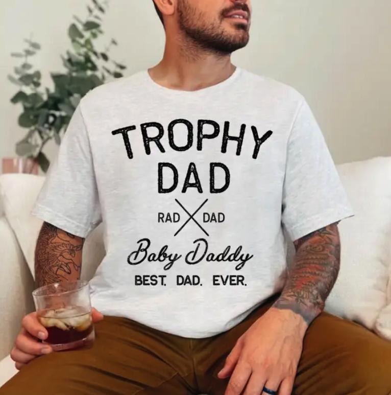 Trophy Dad Comfort Colors Tee, Father Day Gift Top Streetwear Crewneck Hoodie, Sweatshirt | GrindPrints.com