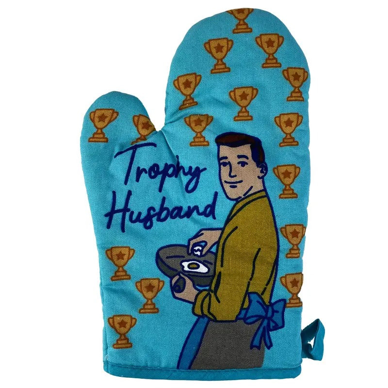 Trophy Husband Oven Mitt Funny Wedding Gift Fiance Cooking Kitchen Glove Funny Graphic Kitchenwear Funny Proposal ...