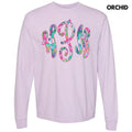 Tropical Monogram Long Sleeve Comfort Colors T-Shirt 'NLB' Hoodie, Sweatshirt | GrindPrints.com