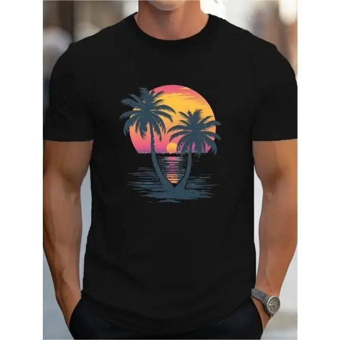 Tropical Sunset Palms MEN'S T-shirt comfortable edition Made in USA Hoodie, Sweatshirt | GrindPrints.com