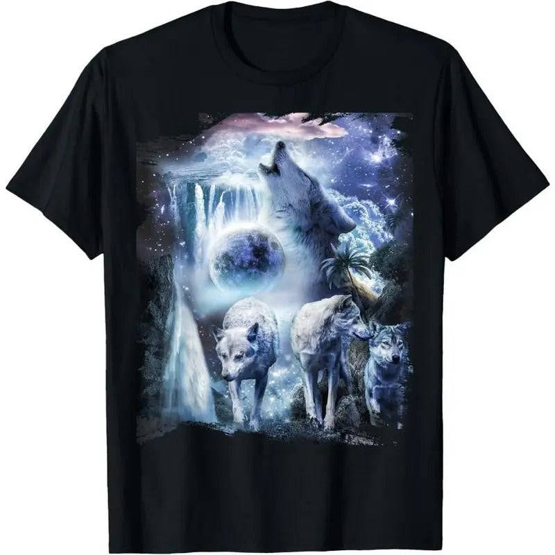 Tropical Wolves Wolf Howling At Moon T-Shirt Hoodie, Sweatshirt | GrindPrints.com