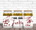True Crime Junkie 16 oz Matte Glass Bamboo Lid T-Shirts, Hoodie, Sweatshirt | GrindPrints.com