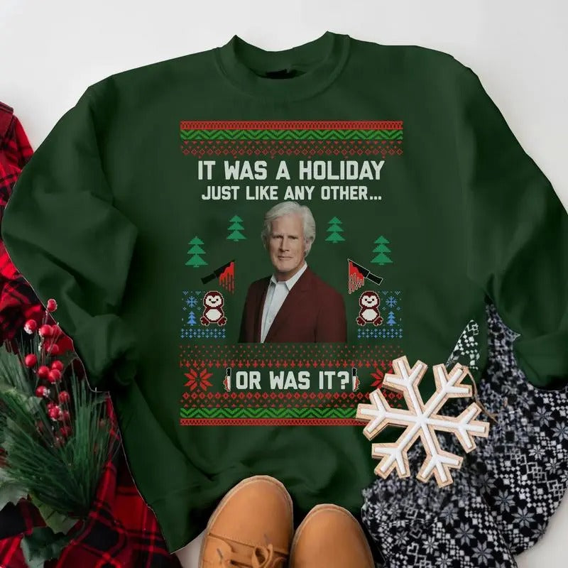 True Crime Ugly Christmas Sweatshirt, Funny Keith Morrison Christmas Sweatshirt, Movie Ugly Christmas Sweaters, Gift For...