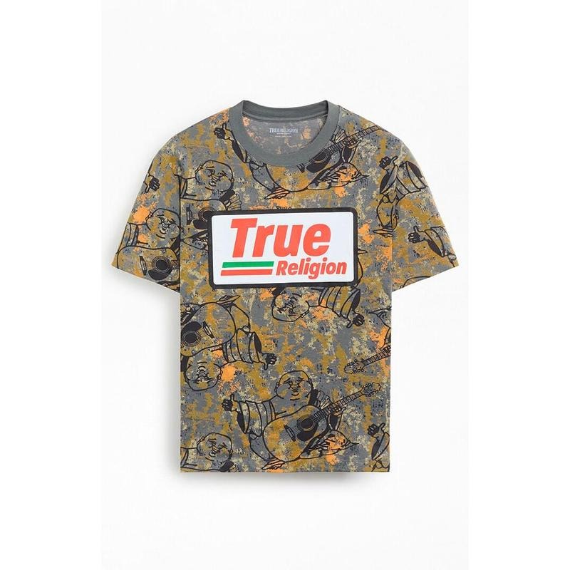 True Religion Men's Buddha Camo Logo T-Shirt - Multicolor Hoodie, Sweatshirt | GrindPrints.com