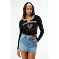 True Religion Women's Horseshoe Logo Ribbed Long Sleeve Baby T-Shirt Hoodie, Sweatshirt | GrindPrints.com