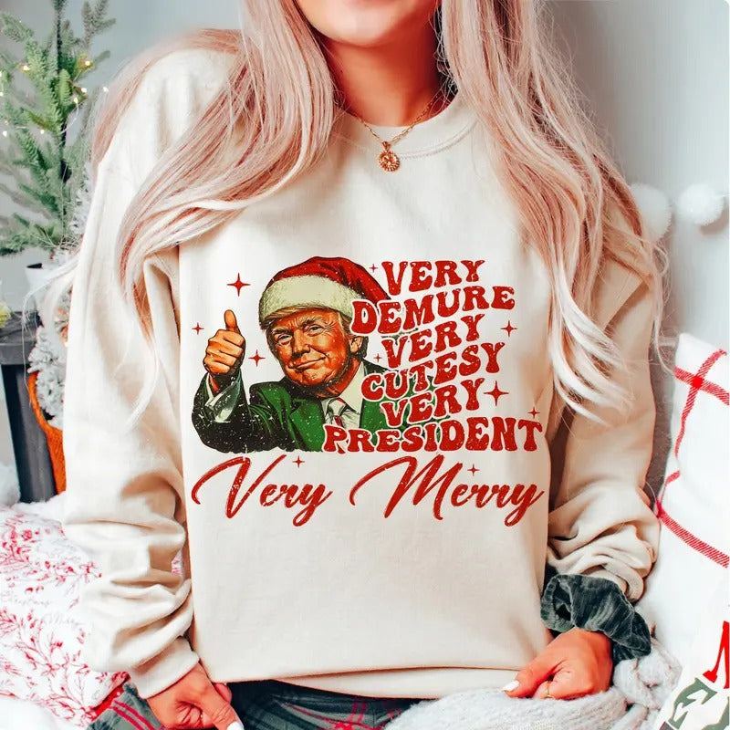Trummpp Christmas Sweatshrt - Humorous Trummpp Christmas T-Shirt Design Clipart Illustration, Sublimation Hoodie, Sweatshirt