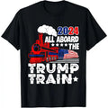 Trump 2024 All Aboard The Trump Train USA American Flag T-Shirt made in usa Hoodie, Sweatshirt | GrindPrints.com