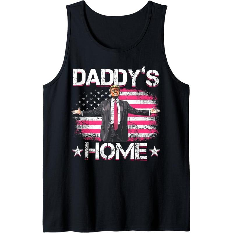Trump 2024 Daddys Home Funny Trump Pink Tank Top Made in USA T-Shirts, Hoodie, Sweatshirt | GrindPrints.com