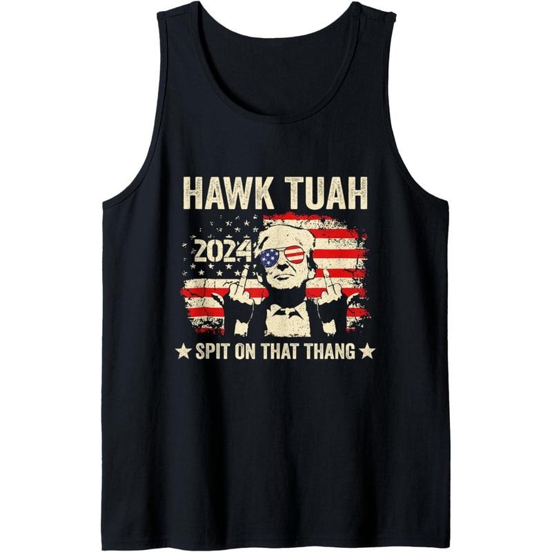 Trump 2024 Flag Funny Hawk Tush Middle Finger 24 Vote Trump Tank Top Made in USA T-Shirts, Hoodie, Sweatshirt