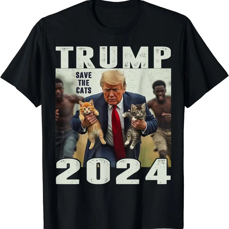 Trump 2024 Save the Cats Saying Debate T-Shirt | Unisex Cotton Tee Gift | Full Size Hoodie, Sweatshirt | GrindPrints.com