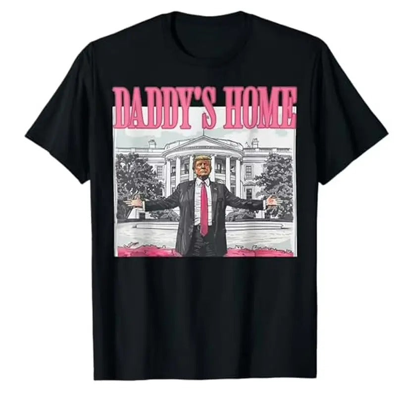 Trump 2024 Take America Back, Daddy's Home Trump Pink 2024 T-ShirtT-Shirt Graphic Tee Tops Underwear Crewneck Menswear T...