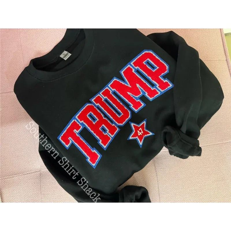 Trump 47 Chenille Patch Sweatshirt | Trump Sweatshirt T-Shirts, Hoodie | GrindPrints.com