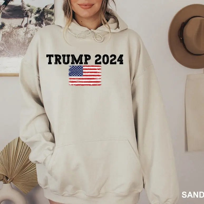 Trump America Flag Hoodie T-Shirts, Sweatshirt | GrindPrints.com