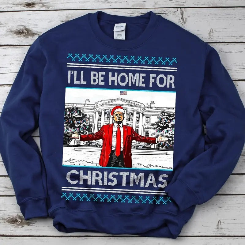 Trump Christmas Sweater President Trump 2024 Donald Trump SweatShirt Casual Classic T-Shirts, Hoodie | GrindPrints.com