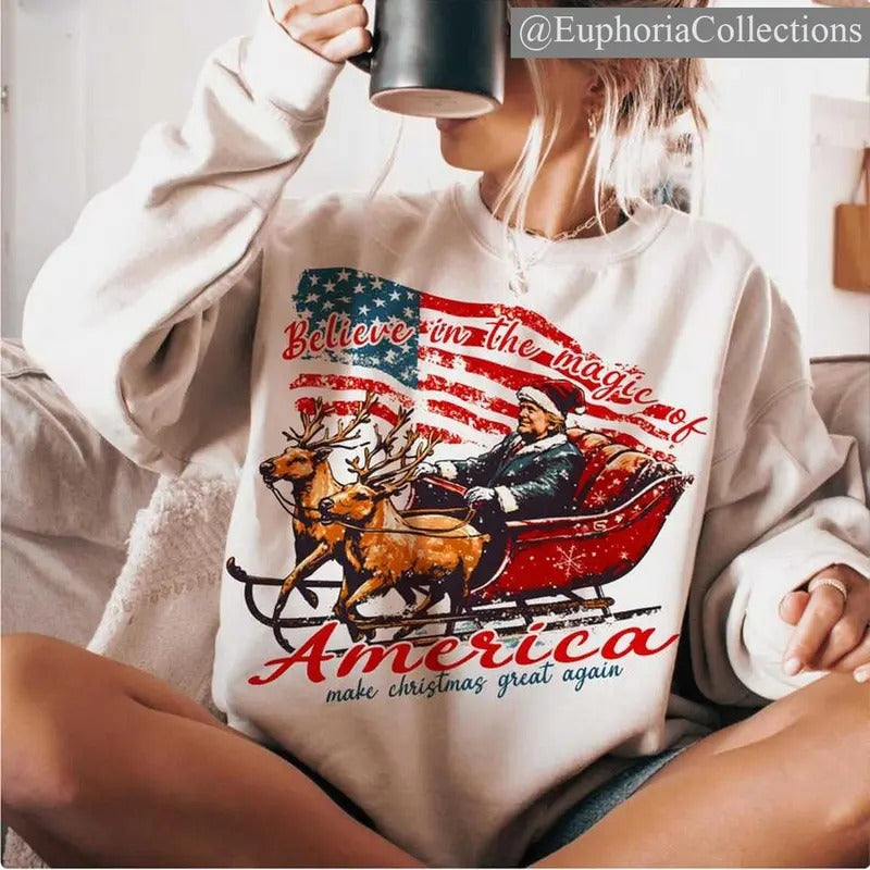 #Trump Christmas Sweater, Hoodie, Tee Shirt - #Trump Christmas T-Shirt , Global Trending Outfits Sweatshirt | GrindPrints.com