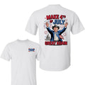 Trump Cowboy T-Shirt, "Make 4th of July Great Again" Graphic with Fireworks & Capitol, Patriotic Look for Independence...