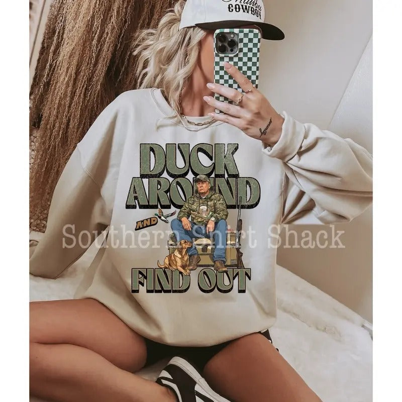 Trump Duck Around  Sweatshirt | Sand Sweatshirt T-Shirts, Hoodie | GrindPrints.com