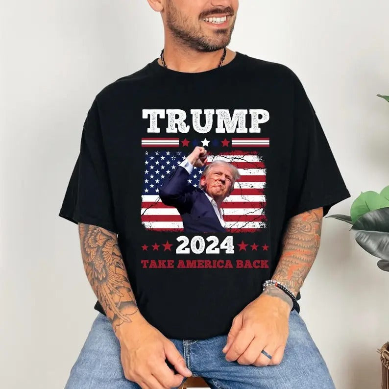 Trump Fist Pump Shot At T-Shirt, Trump 2024, Trump for President T-Shirt, Trump Hero, Trump Survives Rally, Trump...
