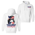 Trump Girl Messy Bun Trump 2024 Election American Flag Hoodie, Gift For Women, Trendy Hoodie T-Shirts, Sweatshirt