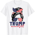 Trump Girl Messy Bun Trump 2024 Election American Flag T-Shirt made in usa Hoodie, Sweatshirt | GrindPrints.com