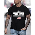 Trump Graphic Men's Short Sleeve T-shirt, Comfy Stretchy Trendy Tees For Summer, Casual Daily Style Fashion Clothing Made...
