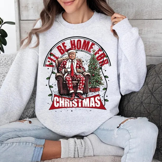 Trump I'll Be Home for Christmas - Trump Christmas T-Shirt Hoodie, Sweatshirt | GrindPrints.com