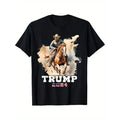 Trump Riding American Flag Denim T-Shirt Made in USA Hoodie, Sweatshirt | GrindPrints.com