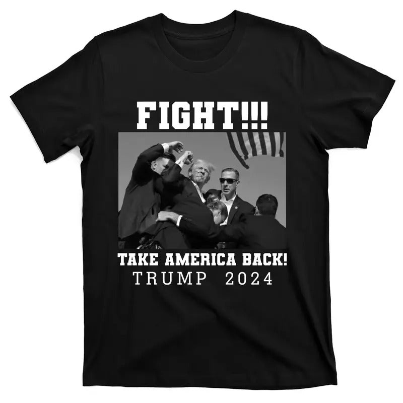 Trump Shot Fight For America Take America Back Trump 2024 T-Shirt Hoodie, Sweatshirt | GrindPrints.com
