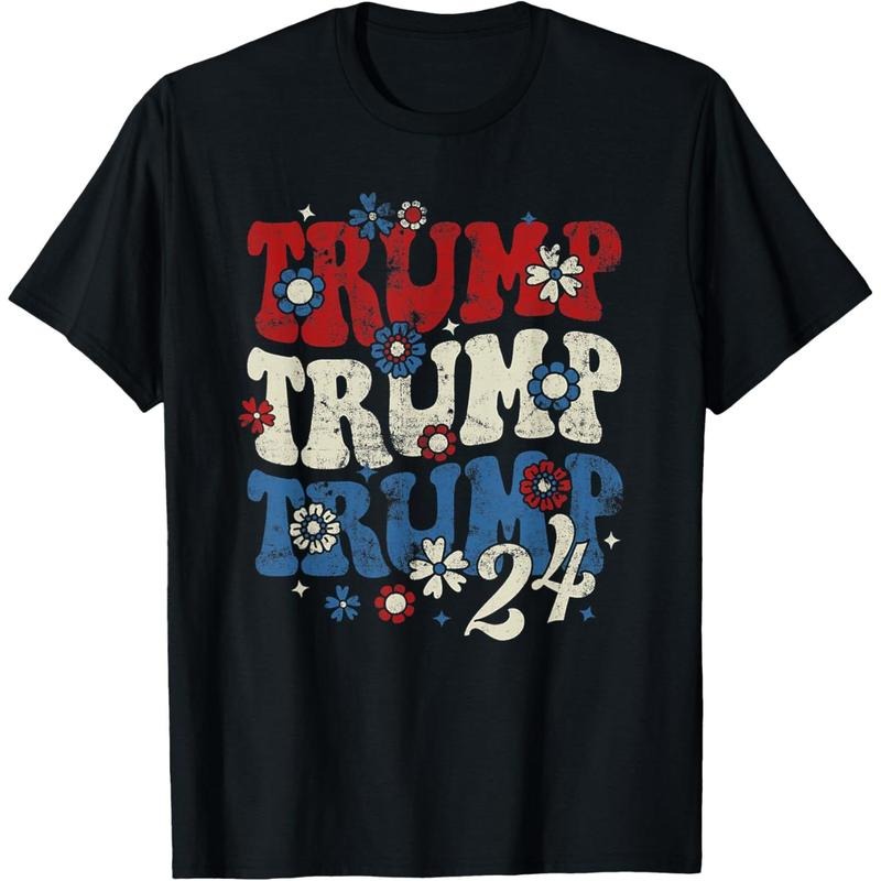 Trump Trump Trump 2024 Retro Groovy T-Shirt made in usa Hoodie, Sweatshirt | GrindPrints.com
