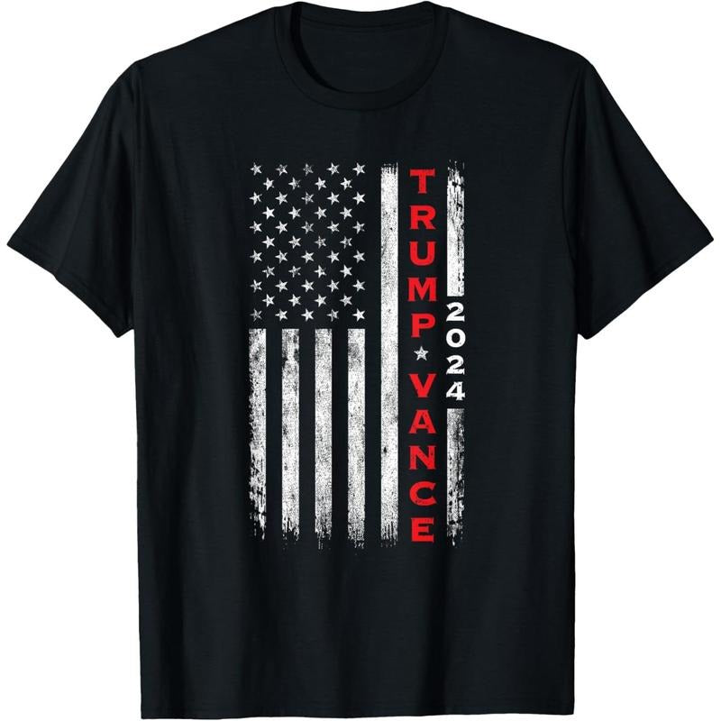 Trump Vance 2024 Vintage Subdued Vertical Flag T-Shirt made in usa Hoodie, Sweatshirt | GrindPrints.com