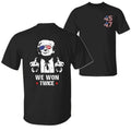 Trump We Won Twice 45th 47th President Shirt, Trump Shirts for Sale, Wins Inauguration 2 Sided Menswear Top Hoodie,...