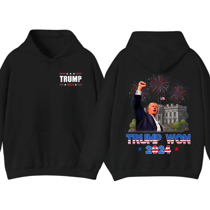 Trump Won 2024 President 47th White House 2 Sided đ T-Shirts, Hoodie, Sweatshirt