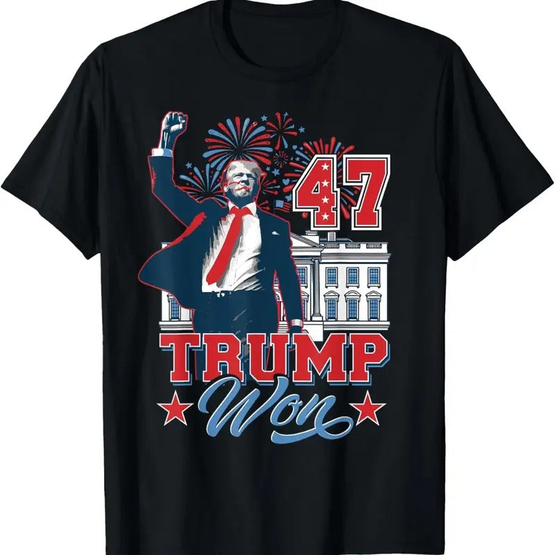 Trump Won Again 2024 Election President 47 th American Flag T-Shirt Hoodie, Sweatshirt | GrindPrints.com
