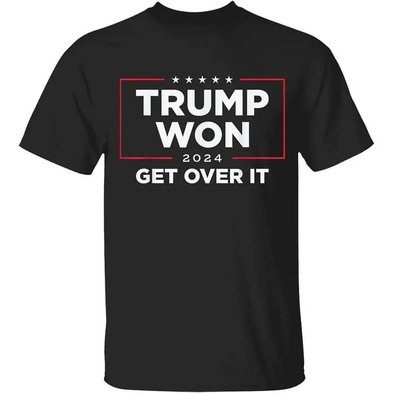 Trump Won Get Over It 2024 T-shirt, Victory Sweatshirt, Patriotic Hoodie for Loyal Trump Supporters Top Menswear