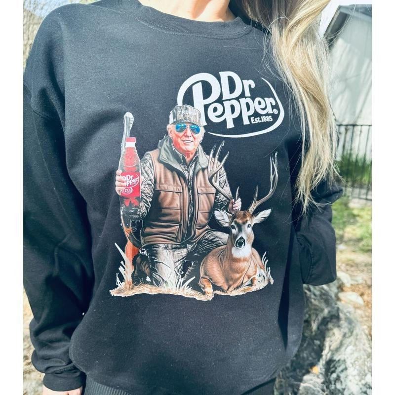 Trump with a Buck Sweatshirt| Black Sweatshirt| Trump Sweatshirt T-Shirts, Hoodie | GrindPrints.com