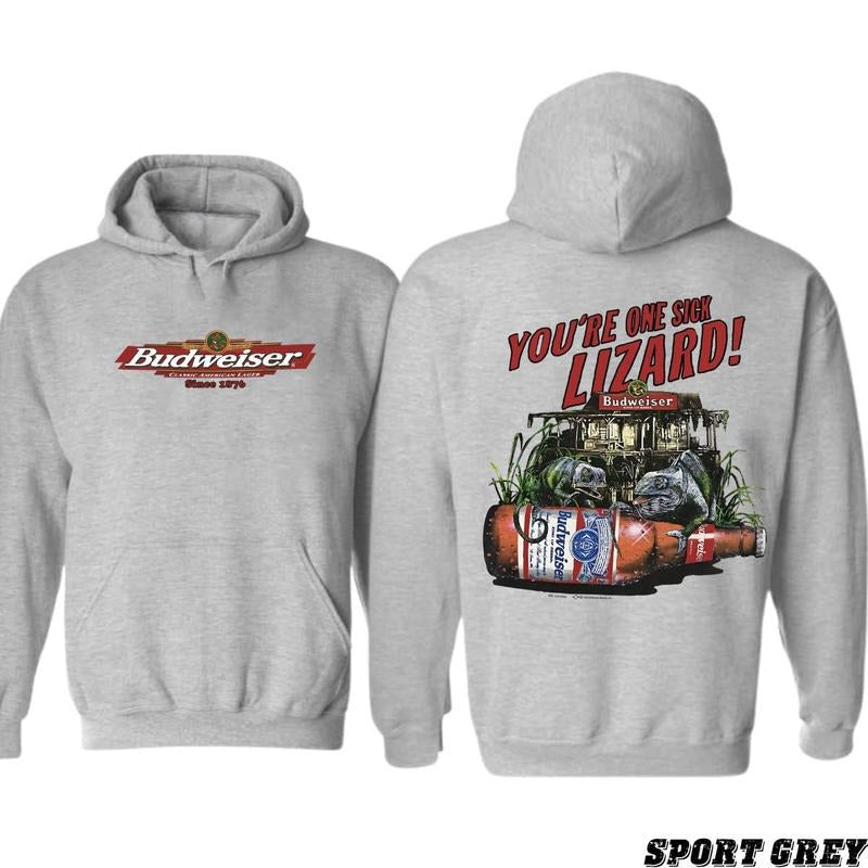 Budweiser Hoodie/Tshirt Vintage Lizard Chameleon Frogs Long Neck Cowboy 1990s Bullfrogs, For Men, For Women, Tshirt...