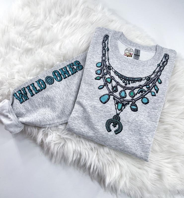 Turquoise Wild Ones Sweatshirt Womenswear Unisex Comfy Print T-Shirts, Hoodie | GrindPrints.com